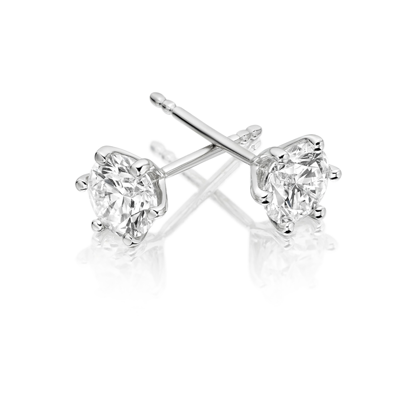 18ct Studs 6 Claw Earrings – Certified Moissanite 1ct And 2ct Solitaire Solid Gold – GRA