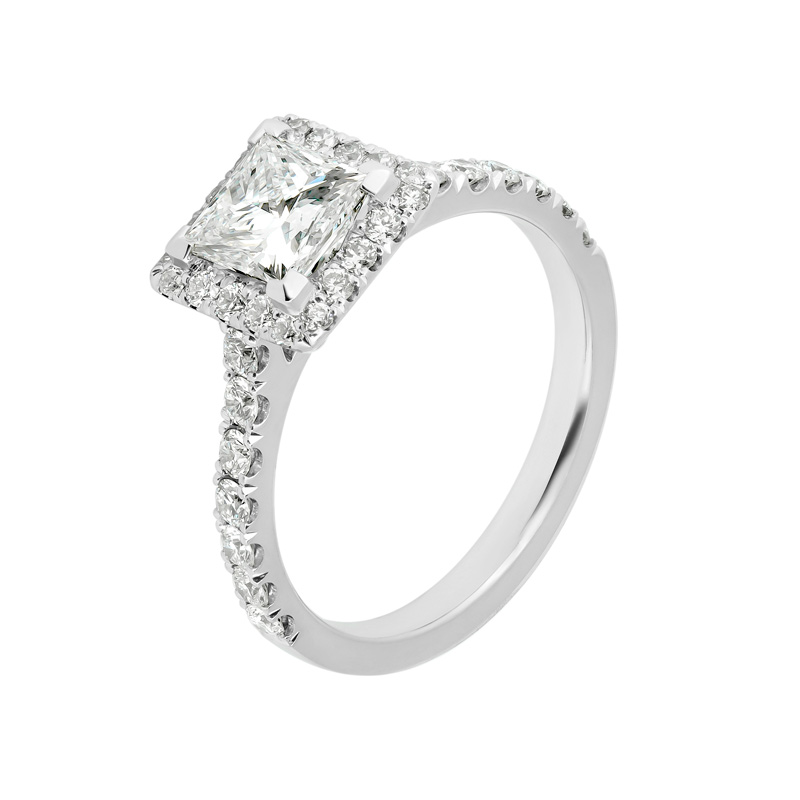 DCJ6113 Princess Cut Halo Angle V2 White Gold