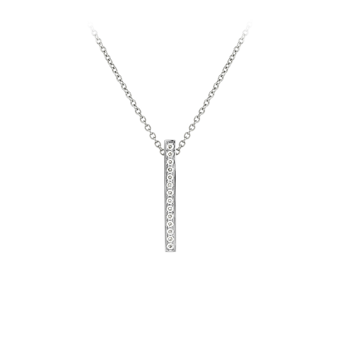 Small Bar Diamond Pendant Necklace White Gold