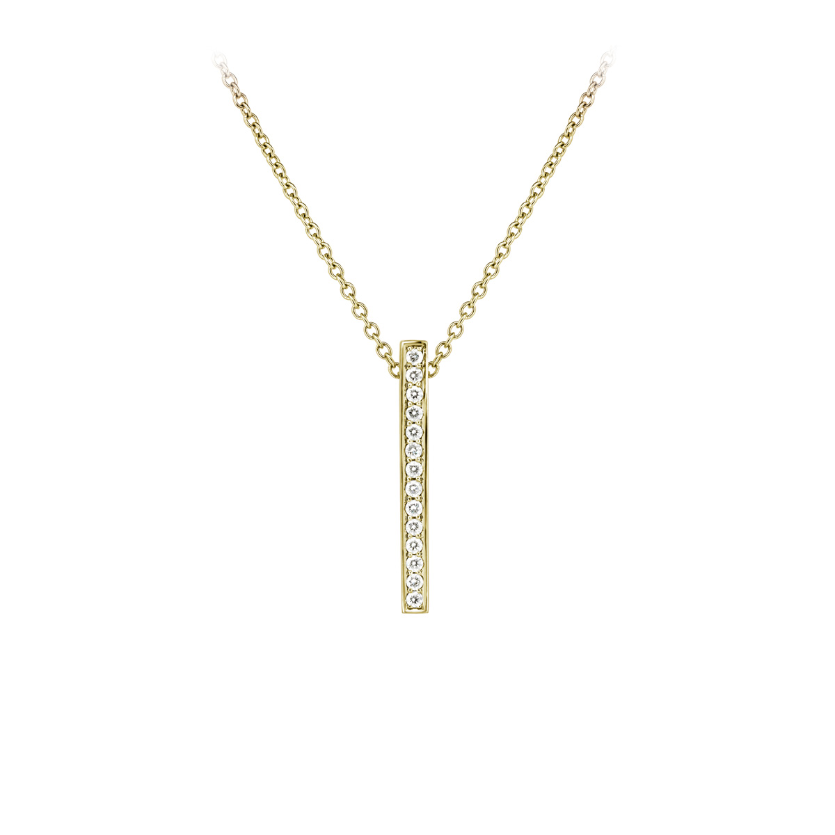 Small Bar Diamond Pendant Necklace Yellow Gold