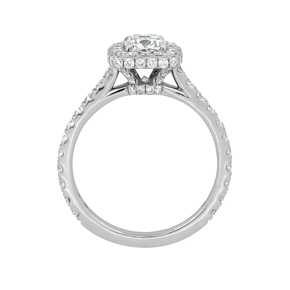 DCJ7347 Cushion Halo With Diamond Shoulders Profile Plat
