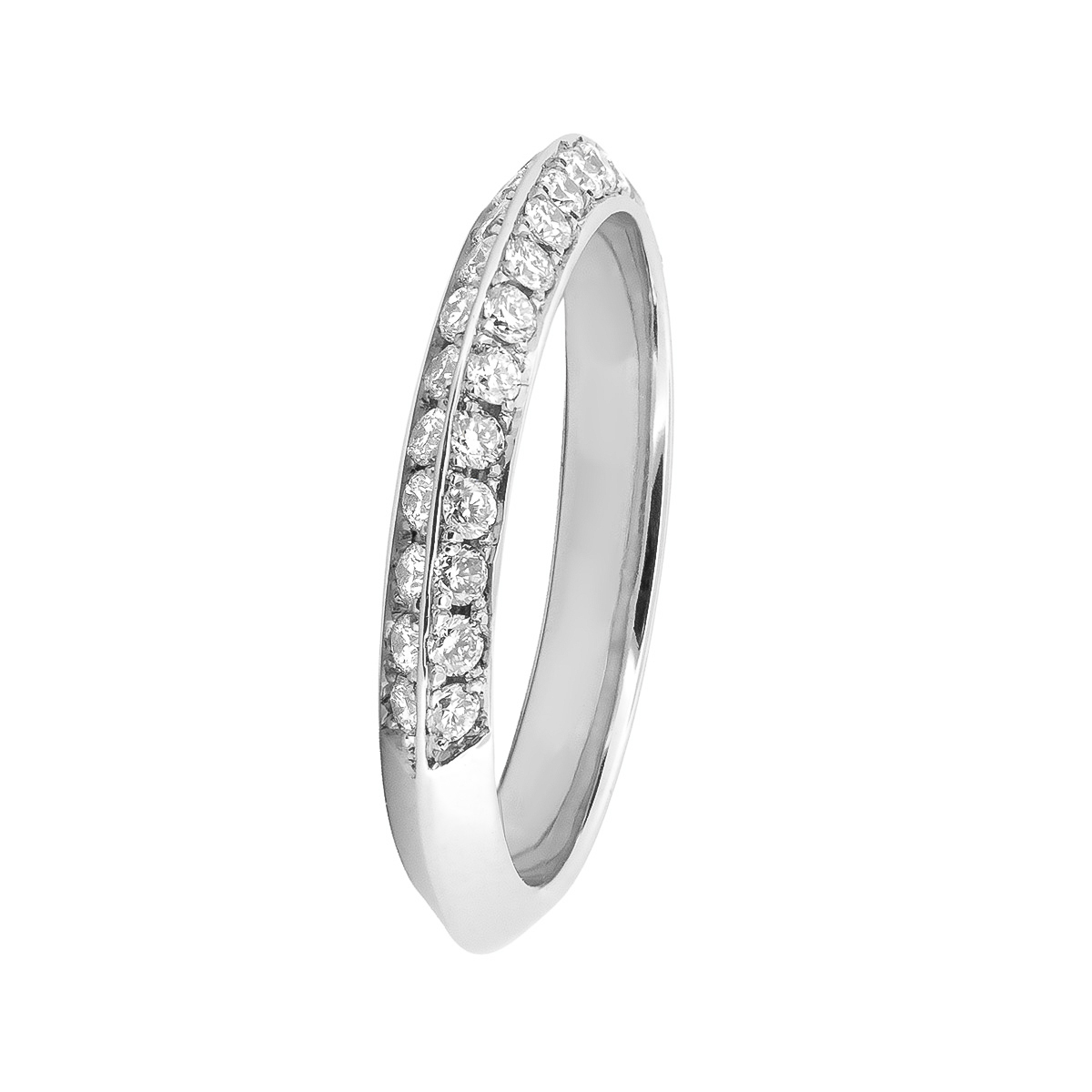 1 Pave Set Knife Edge Wedding Band Angle Plat